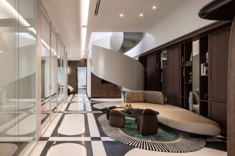 A monetary workplace in Israel combines traditional and fashionable touches