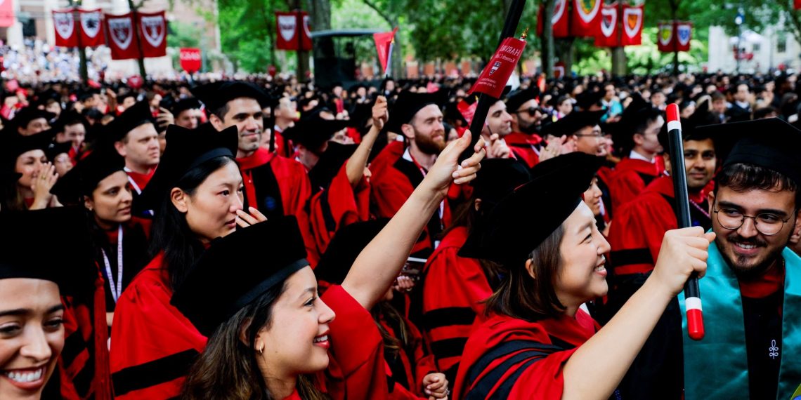 An atypical commencement social gathering at Harvard College, beneath Donald Trump’s missiles