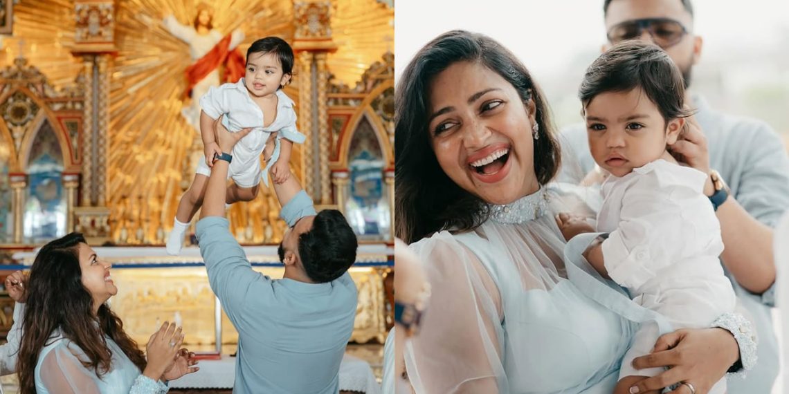 Amala Paul shares photos from son Ilai’s baptism ceremony