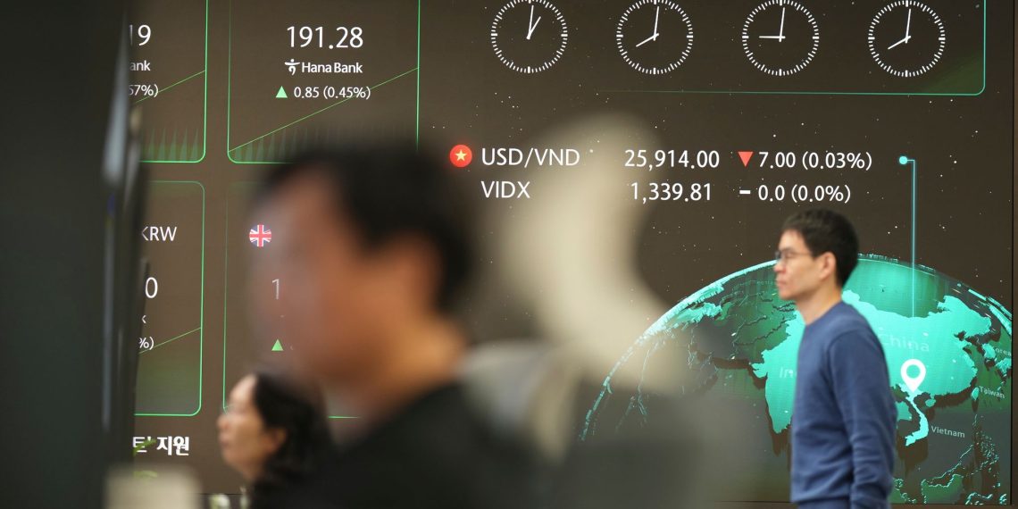 The shares of the world are blended after a Japanese authorities bond public sale falls flat