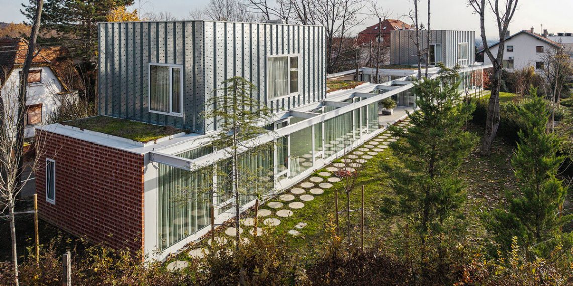 The pierced brick facade dressed double Vile Bukovac de Njiric+ Arhitekti in Zagreb