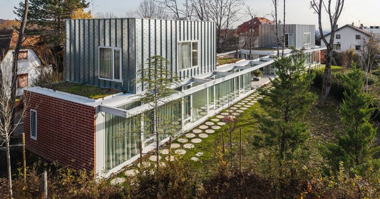 The pierced brick facade dressed double Vile Bukovac de Njiric+ Arhitekti in Zagreb