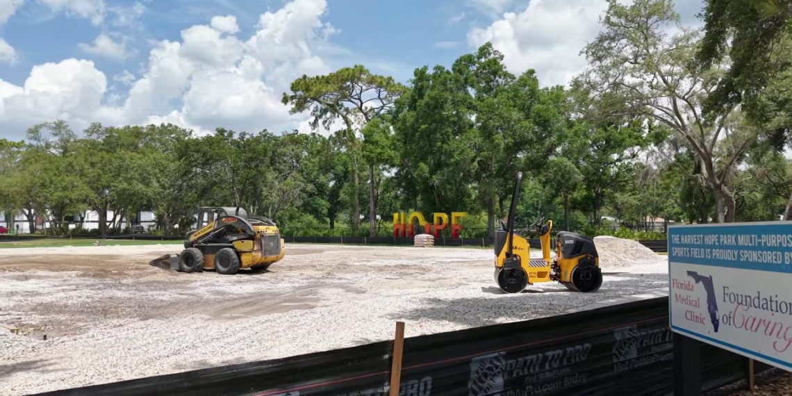 The development continues on the College Park to put in synthetic garden on the sphere of sport