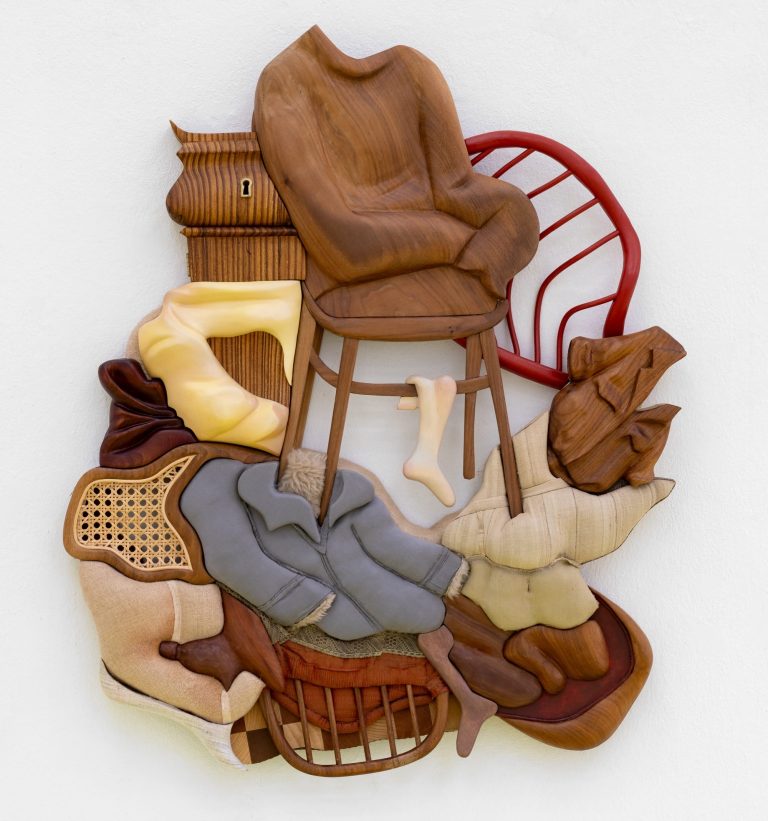 Homewares and laundry take their very own lives in Tobias-Colossal’s combined sculptures