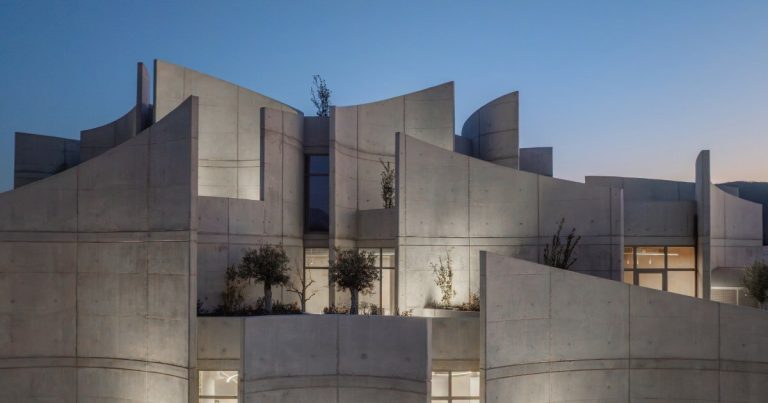 Davide Macullo’s veterinary clinic is behind the Albania concrete curves