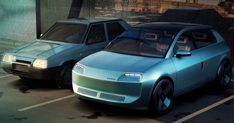 1980 Škoda Favorit returns as an electrical automobile with a “smiling” face