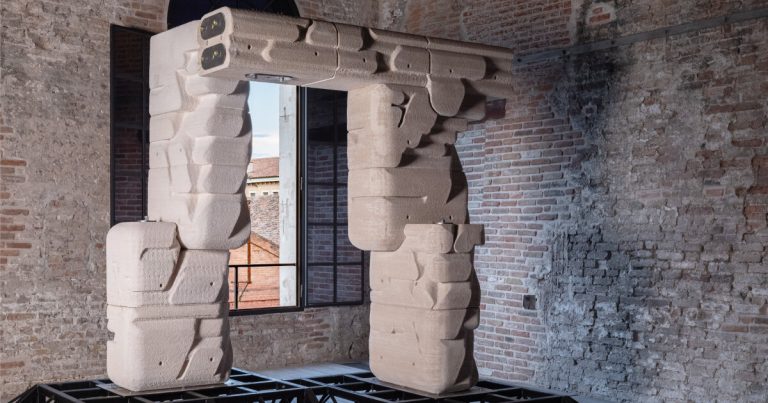 Venice Biennial exhibits the set up of 3D -printed marble mud