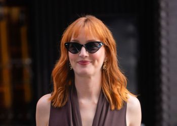 Leighton Meester’s chocolate brown jumpsuit is the proper occasionwear