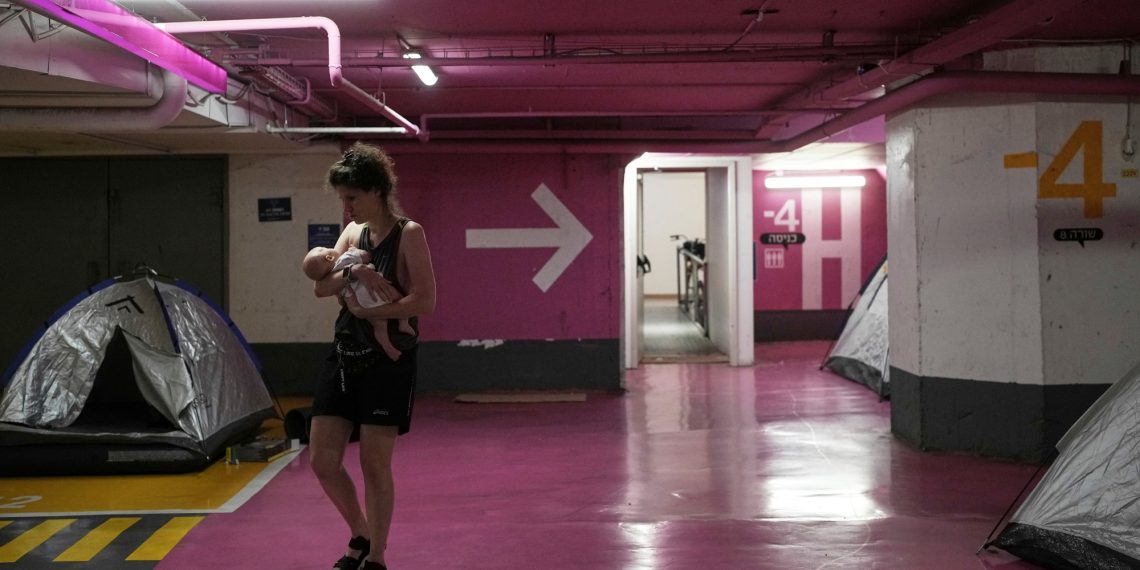 In Tel Aviv, a parking turns into a nightly shelter in entrance of Iran’s missiles