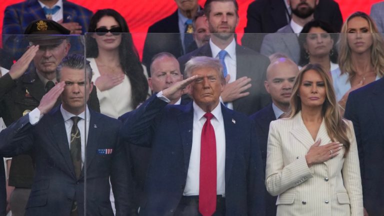 Melania Trump Wears New York-made Adam Lippes Swimsuit for U.S. Military Grand Army Parade
