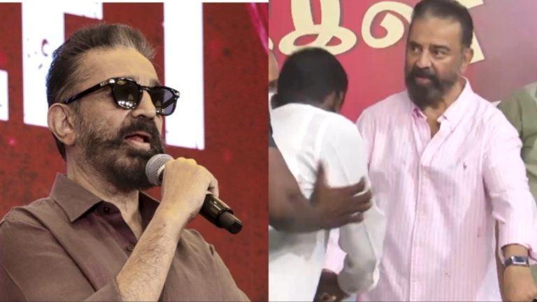 Indignant Kamal Haasan scolds fan for repeatedly insisting he pose with a sword at Makkal Needhi Maiamevent. Watch