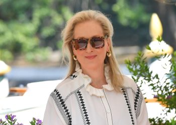 Meryl Streep’s embroidered shirt is the proper summer season high to put on with tailoring or denims
