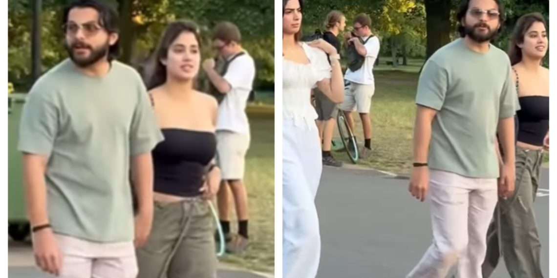 Janhvi Kapoor and rumoured boyfriend Shikhar Paharia stroll hand in hand in London, Khushi Kapoor third wheels. Watch | Bollywood