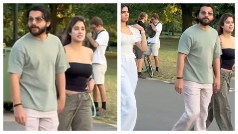 Janhvi Kapoor and rumoured boyfriend Shikhar Paharia stroll hand in hand in London, Khushi Kapoor third wheels. Watch | Bollywood