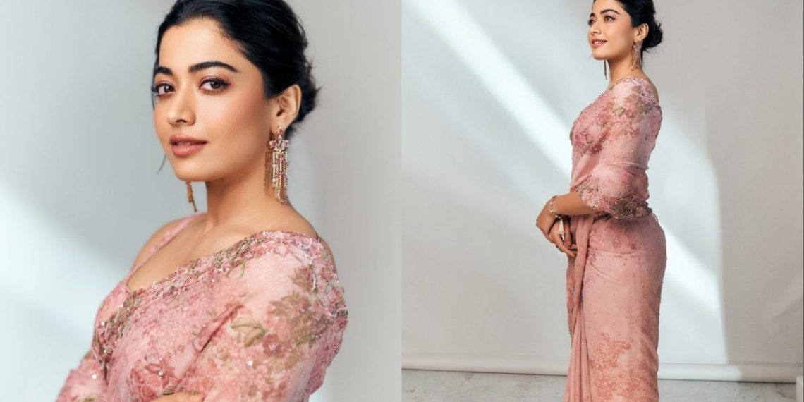 Rashmika Mandanna’s Embroidered Blush Saree Look Feels Like Summer time Romance | Life-style Information