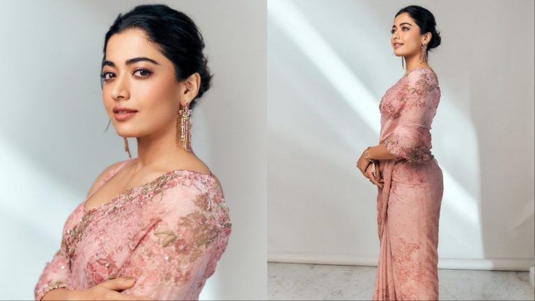 Rashmika Mandanna’s Embroidered Blush Saree Look Feels Like Summer time Romance | Life-style Information