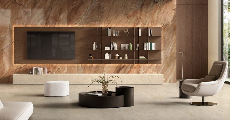 Florim’s genuine luxurious assortment revives the stone and marble surfaces
