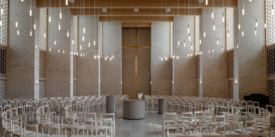 Henning Larsen builds Brick Church in Denmark as an open flag
