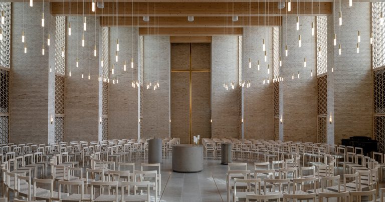 Henning Larsen builds Brick Church in Denmark as an open flag