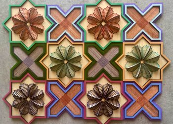 Sculptural embroidery on Nosheen Iqbal wooden interprets architectural motifs – Colossal