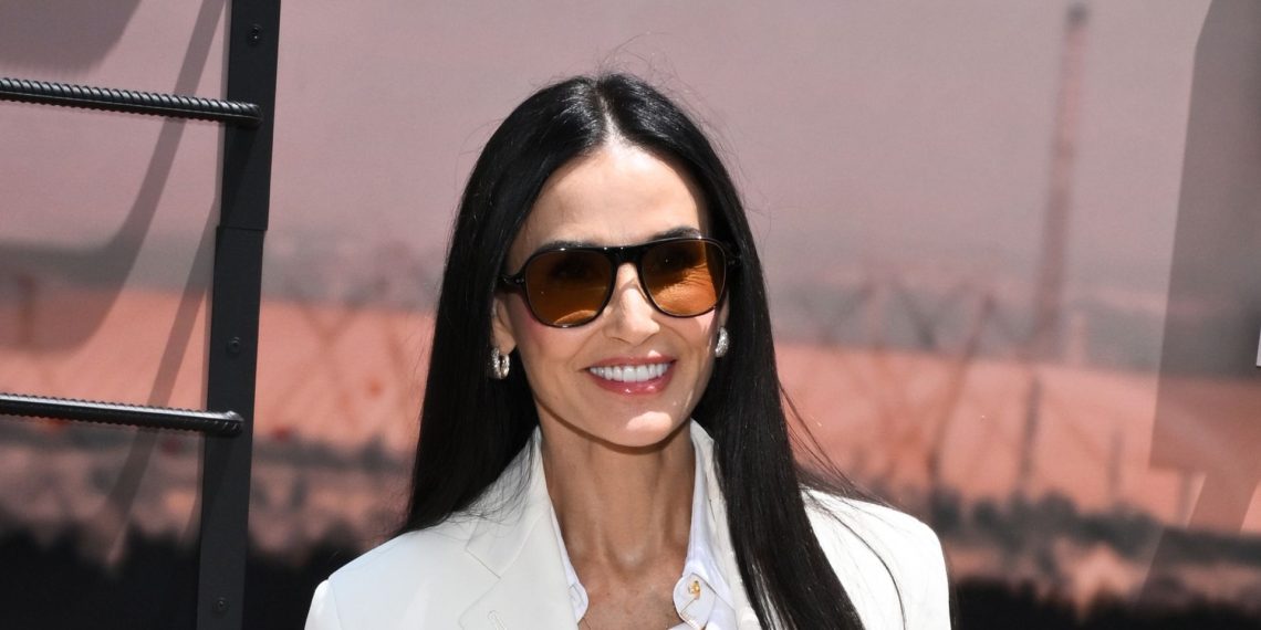 Demi Moore’s stylish white blazer and denims outfit is good for summer time