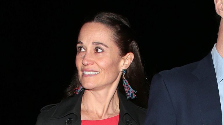 We’re loving Pippa Middleton’s stylish crimson jumpsuit, matching heels and tailor-made coat