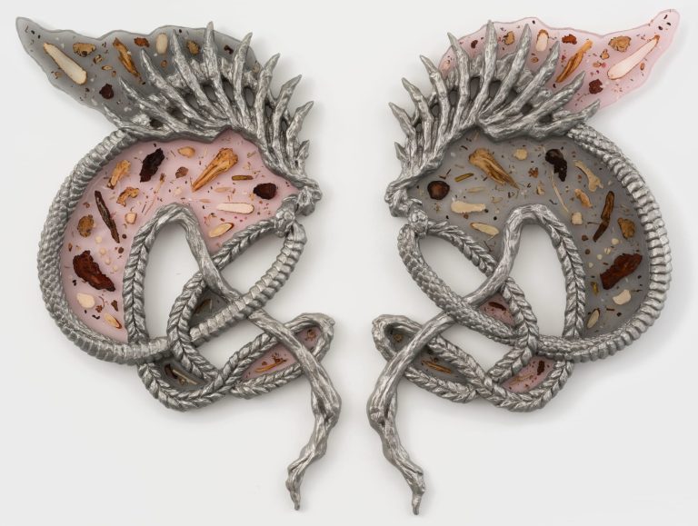 Chinese language herbs suspended in Usher resin in therapeutic within the skeletal sculptures of Wen Liu – Colossal