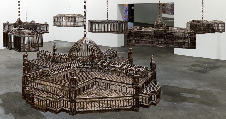 Roméo Mivekannin reframe the colonial structure with manually welded sculptures