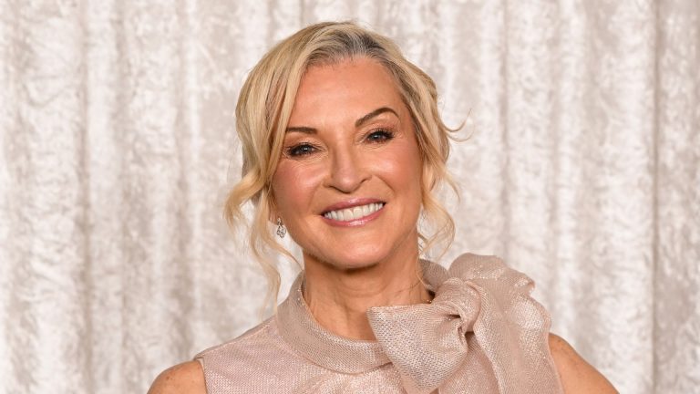 Gillian Taylforth’s blush pink jumpsuit is a complicated different to clothes