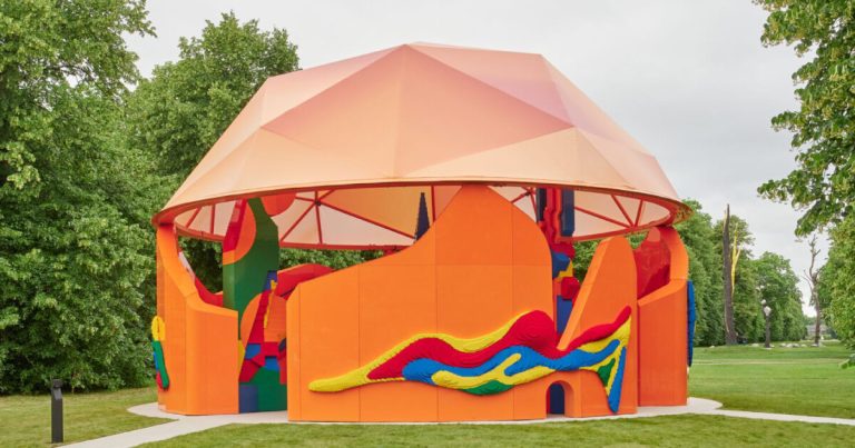 Serpentine reveals play pavilion constructed by Lego by Sir Peter Cook dinner