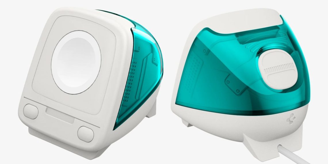 Load the Apple Watch on the little Reproduction Imac G3 of Spigen