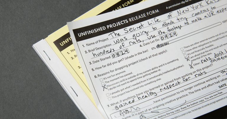 A permission flash to let go of unfinished inventive initiatives