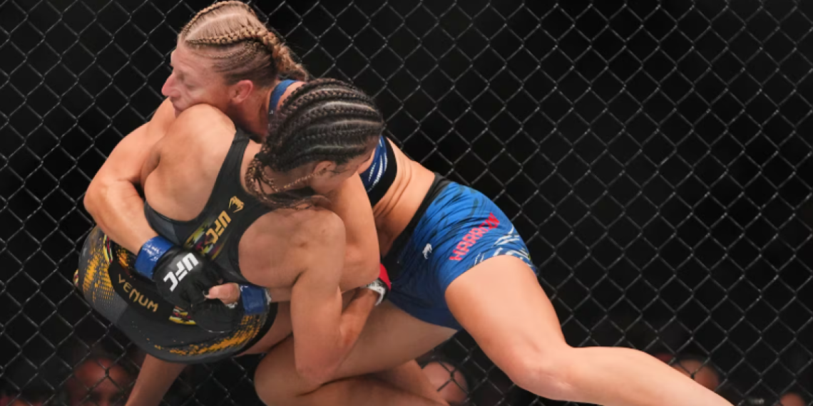 Kayla Harrison from Middletown wins the Bantamweight Championship for Ladies’s UFC