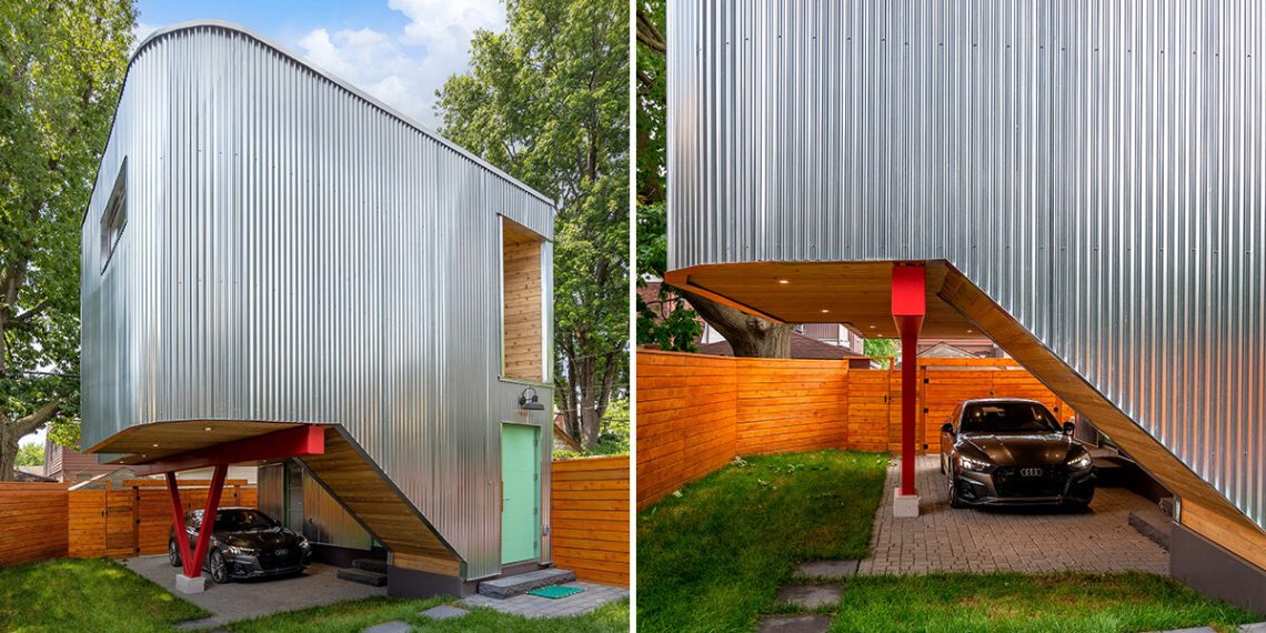 Weiss A+U wraps a tiny Toronto home with wavy steel pores and skin