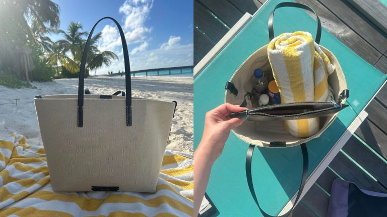 This tote goes from aircraft to seaside, it is my prime summer time decide